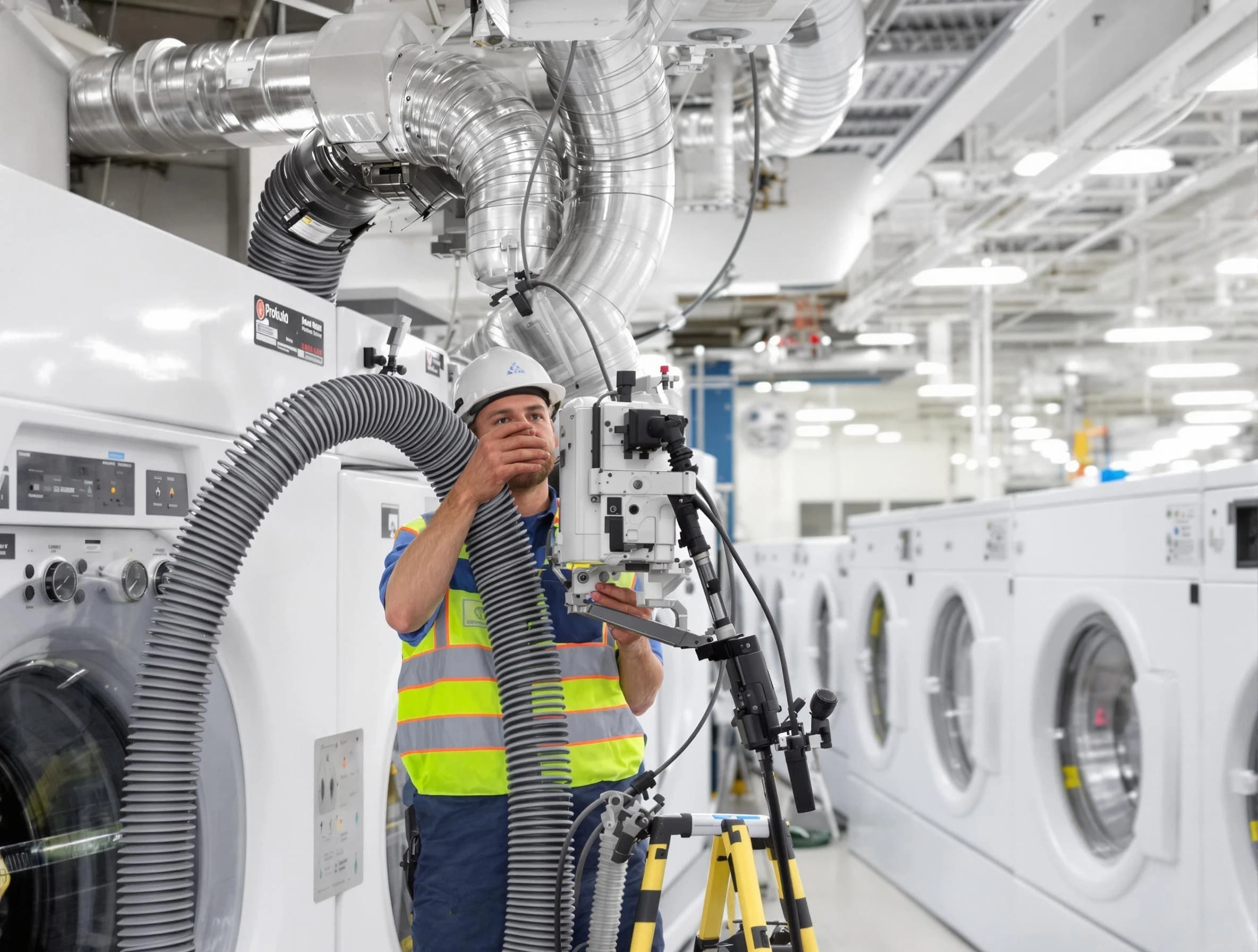 Nashville Dryer Vent Cleaning team performing commercial-grade dryer vent cleaning at a business facility in Nashville