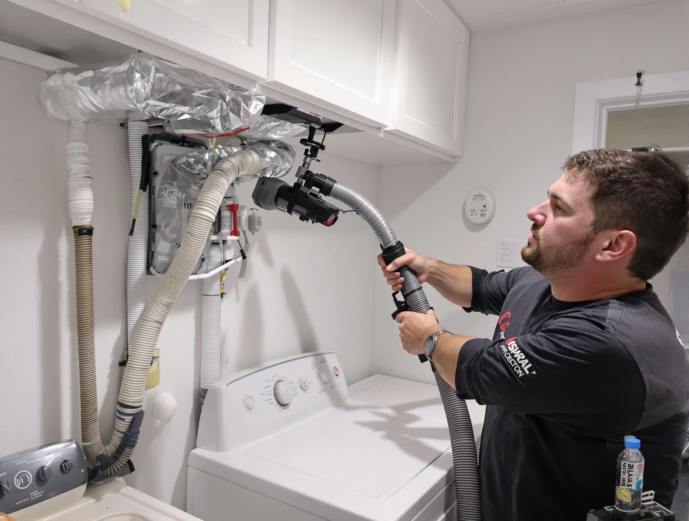 Nashville Dryer Vent Cleaning certified technician performing safety-focused gas dryer vent cleaning in Nashville